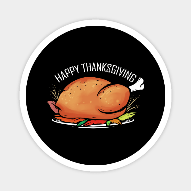 Roasted Turkey On Plate Happy Thanksgiving Magnet by SinBle